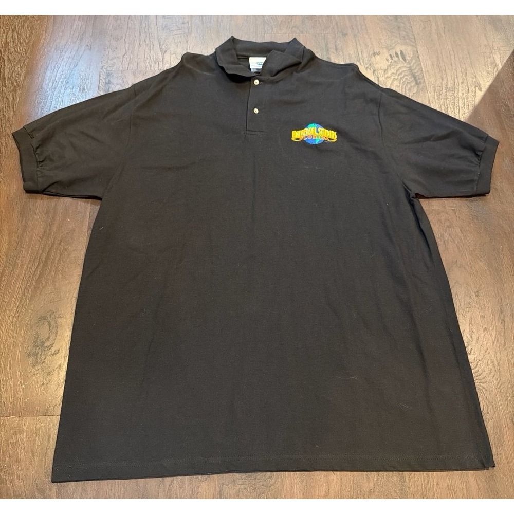 Vintage Universal Studios Florida Polo‎ Shirt Mens XXL Black Golf Tee